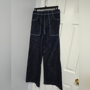 Burberry Navy Denim Pants with White Stitching